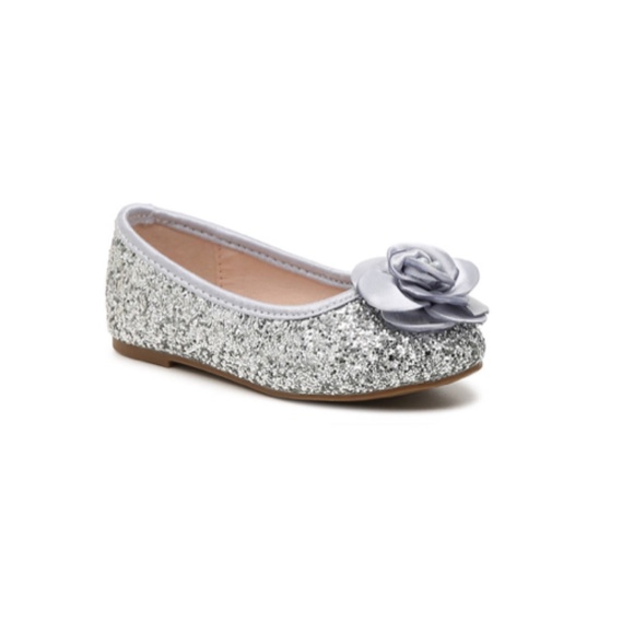De Blossom Collection Other - Girls Silver Sparkle Rose Ballet Flats US 3